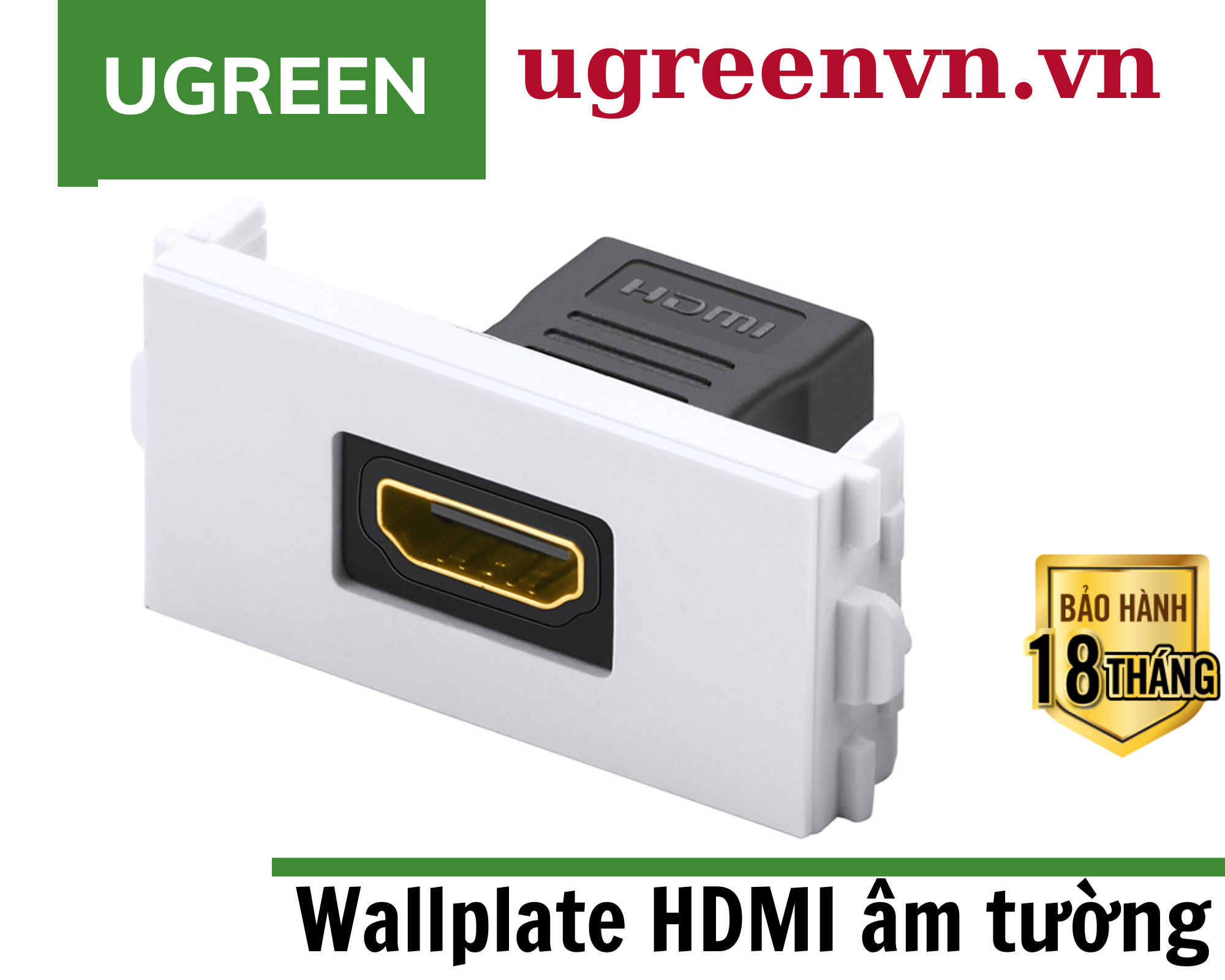 Hạt Wallplate HDMI âm tường cao cấp Ugreen 20317 chính hãng